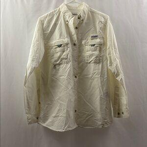 Columbia PFG Shirt Mens Medium White Long Sleeve Fishing Hiking Button Up